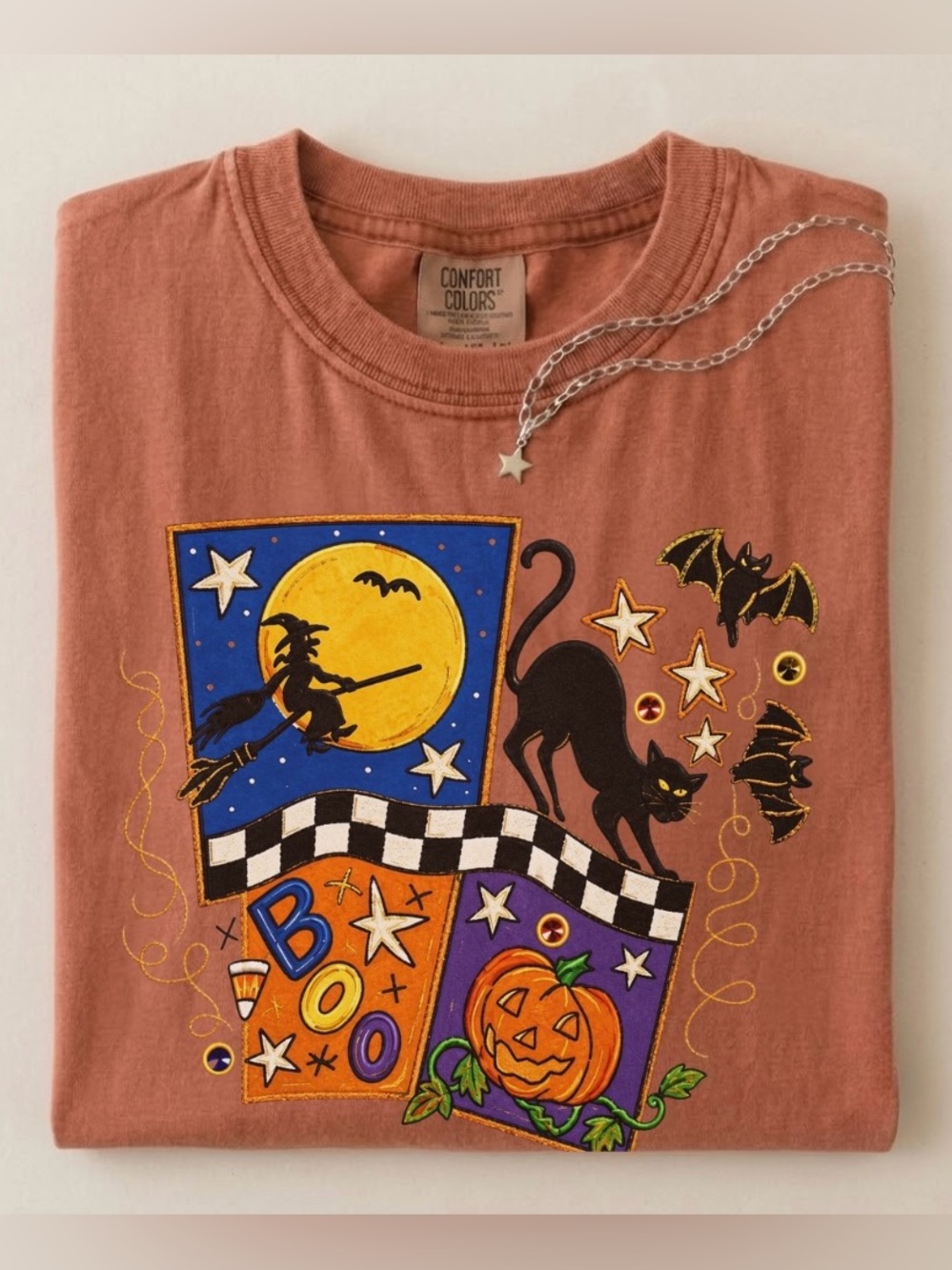 Comfort Colors Halloween Witch Pumpkin Graphic Tee Spooky Season Fall Tee